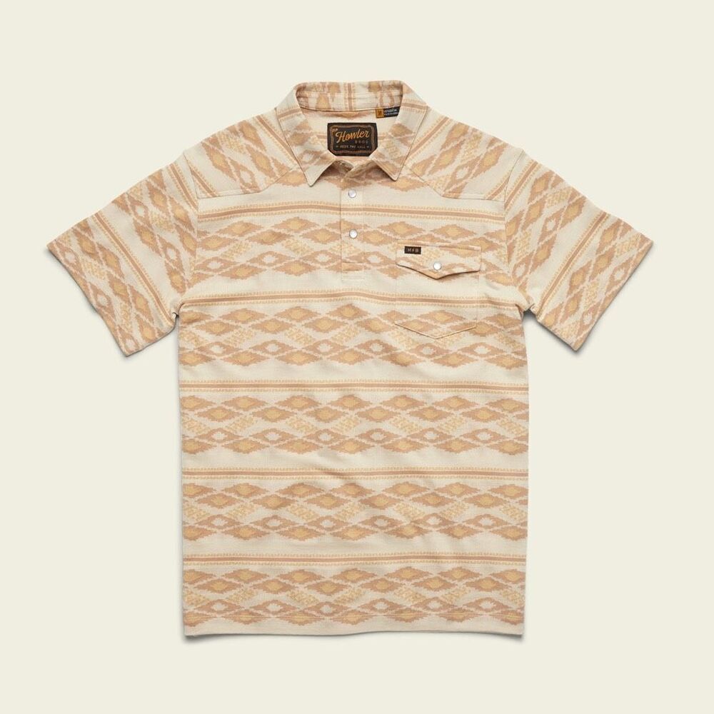 Howler Brothers NWT Ranchero Polo Small Taki Jacquard Brown Rice